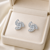 Geometrische Blumen-Ohrstecker Brillantschliff Moissanit Versilbert Damen Hochzeitsschmuck Krappenfassung Trendiger Stil