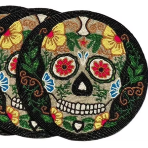 Sous-verres en perles de verre de style bohème faits à la main, résistants aux rayures, pour les soirées cocktails, fabriqués en Inde - Product Image 4