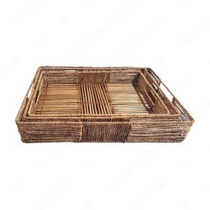 Organisateur de table de salon THE PARALLEL en bambou et jute, plateau de rangement et d'organisation - Product Image 5