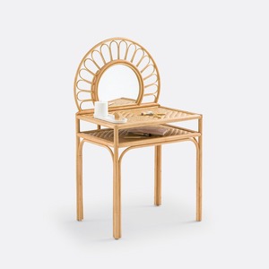 Cheap Price Wooden <b>Makeup</b> Table Best Selling Handmade Make up <b>Vanities</b> Rattan <b>Vanity</b> Desk and Chair Set - Product Image 6