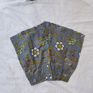 Women's Frill Pajama Set Slate Grey Paisley White Flower Kalamkari Block Print Cotton <b>Elastic</b> Waist Multicolor Boho Shorts - Product Image 2