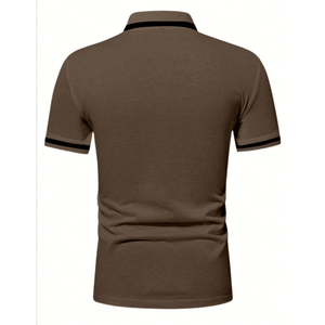 Polo pour homme de qualité supérieure, coupe ajustée, avec bordure contrastée et poche poitrine - Product Image 2