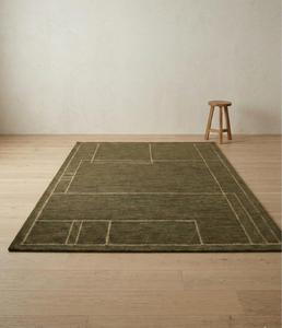 Alfombra de área de lana verde oliva de alta demanda, hecha a mano, antideslizante, de pelo medio, con patrón abstracto y respaldo de silicona de algodón para interiores modernos. - Product Image 2