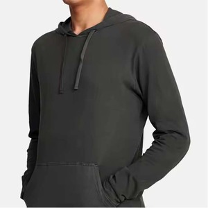 Sweat à capuche gris foncé délavé vintage léger pour homme, coupe ajustée, décontracté, avec lavage minéral personnalisé, vente en gros - Product Image 3