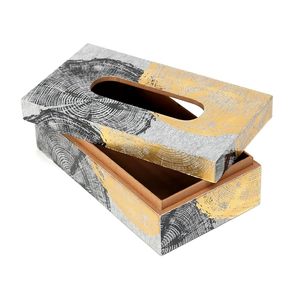 Enamel Print Wood <b>Tissue</b> Box Free Standing Handmade <b>Paper</b> Holder Decorative Tabletop Organizer for Home Gift Giving - Product Image 4