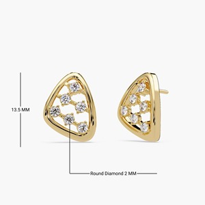 Pendientes de Diamantes Cultivados en Laboratorio de Oro de 14K, Minimalistas, Geométricos, Pequeños, Elegantes, para Uso Diario, Regalo de Joyería para Boda, para Mamá, Hija, Mujer - Product Image 6