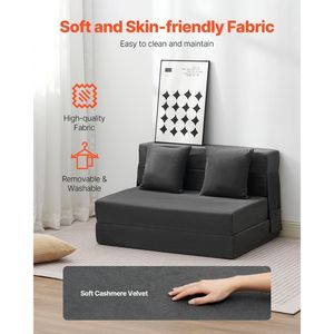 Divano Letto Pieghevole 3-in-1 Convertibile in Memory Foam ad Alta Densità 25D con 2 Rivestimenti Lavabili e 2 Cuscini - Product Image 3
