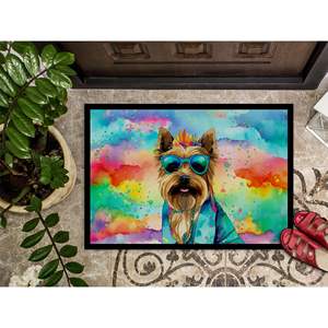 Cairn Terrier Hippie Dawg Doormat Non Slip Washable Low Pile 24H X 36W Indoor <b>Outdoor</b> Entryway <b>Rug</b> for Front Door - Product Image 3