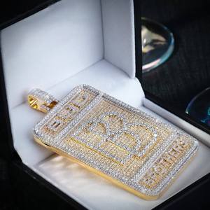 Pendentifs et Breloques de Mariage Personnalisables en Argent S925 Plaqué Platine avec Moissanite Pureté VVS, Livraison Rapide, Style Hip Hop – Direct Usine - Product Image 1