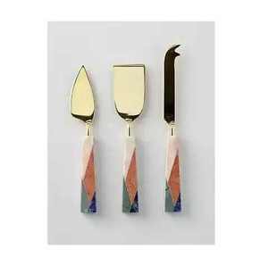 Stainless Steel & Resin <b>Silver</b> Plated Mirror Polish Eco-Friendly Long Handle Wedding Cutlery <b>Set</b> - Product Image 1