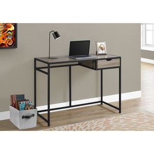 Escritorio de Computadora Moderno y Contemporáneo de 42 Pulgadas para Oficina en Casa, Laminado Marrón con Cajón de Almacenamiento de Metal Negro, Estación de Trabajo para Laptop - Product Image 5