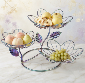 Paniers de rangement colorés en fil métallique, panier à fruits, accessoires de table, rangement et présentation pour la cuisine - Product Image 1