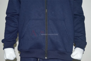 เสื้อฮู้ดซิปผู้ชายสีกรมท่า ผ้าฝ้ายฟลีซ 430 กรัม มีกระเป๋าหน้า ปักโลโก้ ทรงโอเวอร์ไซส์ ใส่สบาย ระบายอากาศได้ดี เสื้อสเวตเชิ้ตลำลอง - Product Image 5
