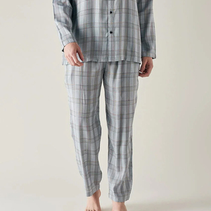 Ensemble pyjama à manches courtes pour hommes, vêtements de nuit légers d'été, vêtements de maison doux, vêtements de détente en deux pièces, mélange de coton respirant - Product Image 6