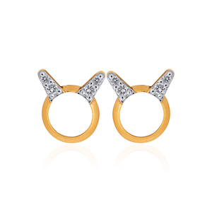Aretes de Diamantes con Orejas de Gato, Chapados en Oro de 18K, Joyería para Uso Diario de Mujer - Product Image 1