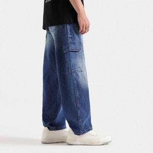 Men's Loose Denim Jeans-Breathable Gothic Wide Leg for Spring Casual Daily Wear & Urban Street Style - Product Image 3