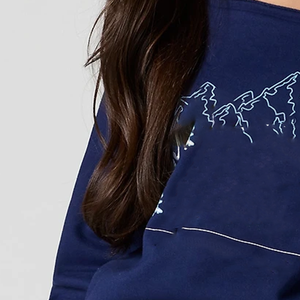 OffShoulder Sorority Printed Women's Heavyweight Polyester/Cotton <b>Blend</b> Crewneck Oversized Lined Cozy Fleece Winter Pullover - Product Image 3