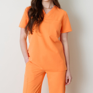 Ensemble de Blouses Médicales Taille Haute à Jambes Larges Personnalisées, Col en V, Uniforme d'Infirmière Extensible pour Femmes, Tenue de Travail Hospitalière, Vente en Gros Fabricant - Product Image 3