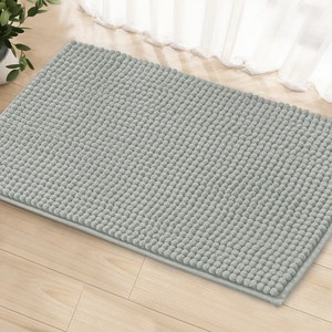 Rectangle Chenille Bath <b>Mat</b> Solid Color Non-Slip Rubber Backing Modern Style Home Use Medium Thickness Tufted Design - Product Image 5