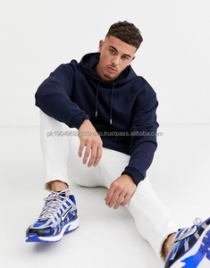 Sweat-shirt à capuche uni surdimensionné bon marché multicolore, vêtements de rue personnalisés pour hommes, sweat-shirt en coton à capuche - Product Image 3