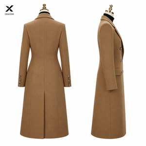 Parka longue élégante pour femme, à double boutonnage, couleur unie, col rabattu, manches longues, respirante, en laine, pour l'hiver, chic - Product Image 2