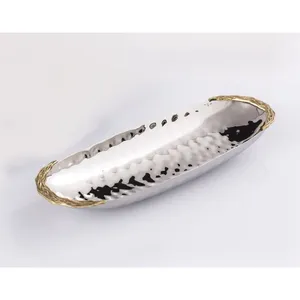 Luxury <b>Gold</b> Finish Decorative <b>Tray</b> for Premium Home Accessories and Coffee Table Styling CollectionPremium Quality Ceramic <b>Tray</b> - Product Image 1