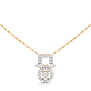 Women's 18K <b>Solid</b> <b>Gold</b> Diamond Number <b>Pendant</b> Necklace Round Brilliant Cut Box Chain Luxury Everyday Wear - Product Image 1