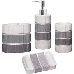 Ensemble de 4 accessoires de salle de bain modernes pour la maison, comprenant un distributeur de savon moderne, un gobelet, un porte-brosse à dents et un porte-savon liquide - Product Image 1