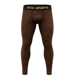Chocolate <b>Brown</b> Active Performance Training Long Sleeve and <b>Leggings</b> Set Mens Compression Fitness Workout Gym Sportswear - Product Image 4