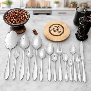 Ensemble de couverts modernes écologiques et durables en acier inoxydable, finition miroir haute brillance, résistant à la rouille, pour mariage, 4 pièces, passe au lave-vaisselle - Product Image 5
