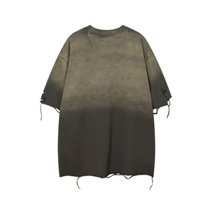 เสื้อยืดโอเวอร์ไซส์ผู้ชายสไตล์คลาสสิก ผ้าเจอร์ซีย์คอตตอน 100% น้ำหนักปานกลาง แขนสั้น เสื้อยืดโอเวอร์ไซส์แบบดิสเทรส - Product Image 2