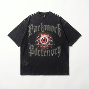 Conjunto de Camiseta y Pantalones Cortos Estilo Punk para Hombre Parkmock, Estampado Gráfico de Ojo Negro, Cuello Redondo, Ropa Urbana de Verano - Product Image 5