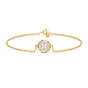 Pulsera de Diamantes Celestial Halo con Cadena de Oro Amarillo y Diseño Circular Flotante en el Centro - Product Image 2