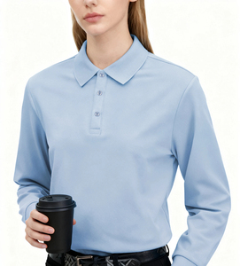 Polo de Manga Larga Negro para Mujer, Color Sólido, Tejido de Punto, Estilo Casual, Largo Regular, Alta Calidad 2026 - Product Image 4