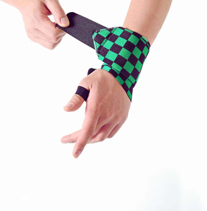 Unisex Neoprene Wrist Support Wraps Green Purple Checkered Hook Loop Closure Breathable Non Slip Weight Lifting Gym Training - Product Image 3