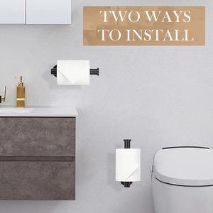 Matte <b>Black</b> Toilet <b>Paper</b> Holder, Wall Mounted Bathroom <b>Tissue</b> Roll Holder, Modern Stainless Steel Toilet Roll Stand Minimalist - Product Image 4