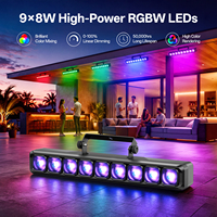 U`King 9LED Projecteurs Muraux DMX Télécommandés 9x8W RGBW Barre Lumineuse LED pour Scène, DJ, Mariage, Fête