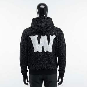 ผู้ผลิตเสื้อฮู้ดดี้ผ้าฟลีซโอเวอร์ไซส์แบบหนา ตกแต่งด้วยคริสตัลและลายปักคุณภาพสูง สไตล์สตรีทแวร์ - Product Image 2