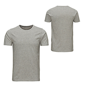 T-shirt gris à manches courtes pour homme, coupe classique, col rond, 100 % coton jersey tricoté, couleur unie, anti-plis, 320 g - Product Image 1