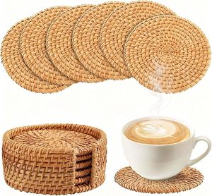 Natural Rattan Coaster Handwoven Cup Coaster Heat Resistant Table <b>Mat</b> Wholesale Supplier Factory Direct - Product Image 4