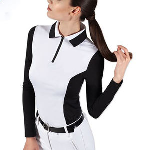 Camiseta Deportiva Personalizada para Mujer, de Spandex/Poliéster, para Montar a Caballo, Cuello Redondo, Manga Larga, Ajustada, Transpirable, Informal, Básica - Product Image 2