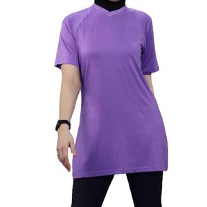 High Quality Islamic Modest Women T Shirt Elongated Slim Fit Short Sleeve Muslim Eco-Friendly Polyester & Cotton Modest T-Shirt - Product Image 1