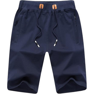 Pantalones Cortos Bermuda de Algodón de Color Sólido para Hombre, Cintura con Cordón, Estilo Casual con Bolsillos, Talle Medio, Tejido de Punto Transpirable - Product Image 1