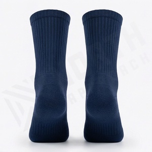 Crew <b>Socks</b> Solid Navy Blue 100% Cotton Breathable Knitted Regular Fit Adults Casual Daily Use Spring Season - Product Image 2
