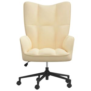 <b>Cream</b> White Velvet <b>Office</b> <b>Chair</b> for Relaxation - Product Image 2