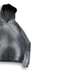Sweat-shirt à capuche personnalisé noir en coton épais pour homme - Product Image 2