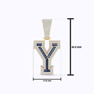 Breloques personnalisables avec initiale en lettre Y, Moissanite taille émeraude, en argent 925 serti clos, plaqué argent, unisexe, style Hip-hop, breloques de marque tierce - Product Image 5