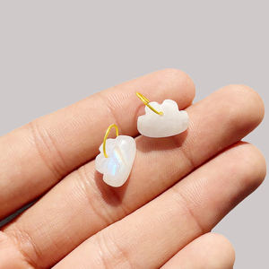 Abalorios de Piedra Lunar Arcoíris Natural en Forma de Nube con Aro Dorado, Hechos a Mano, Suministros para la Fabricación de Joyería de Piedras Semipreciosas - Product Image 1