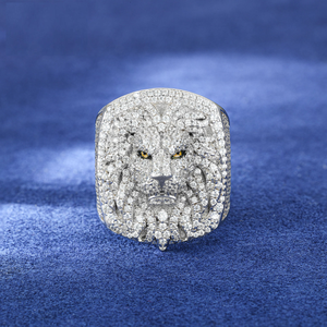 Moissanite Diamond Lion Head <b>Ring</b> 925 <b>Silver</b> Iced Out Animal Design Luxury <b>Statement</b> <b>Ring</b> for Men Hip Hop Jewelry Gift - Product Image 1