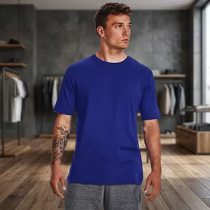 T-shirt élégant pour homme en coton à col en V, impression de logo personnalisée, matière douce et respirante, usage quotidien décontracté pour homme, vente en gros et en vrac - Product Image 3